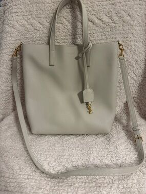 Yves Saint Laurent Soft Cream Leather Tote with Gold Hardware